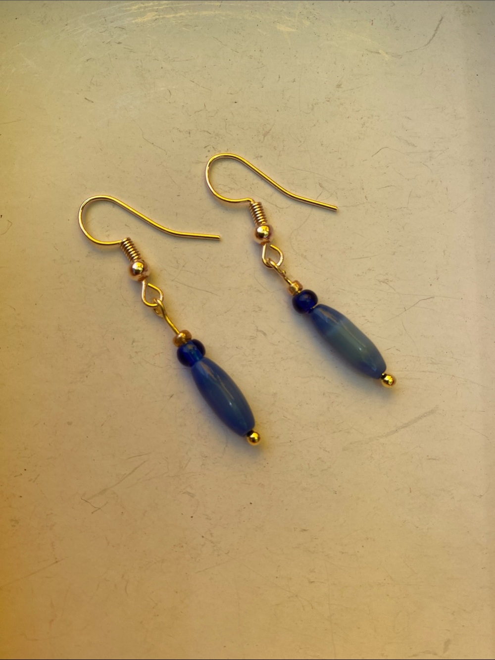 Good Vibes Only Gold-Tone Blue Bead Drop Earrings - Women's Jewelry